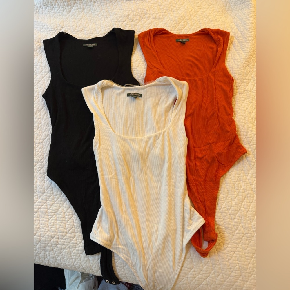 Wild Fable Black, White, and Orange Bodysuit Set